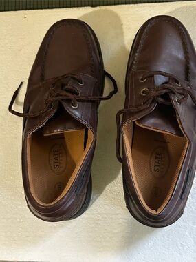 State Street Men's Brown Leather Lace-Up Casual Shoes Size 9
